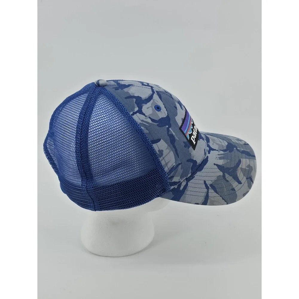 Patagonia Trucker Hat Blue Camo Snapback Mesh Cap Hat Size: All